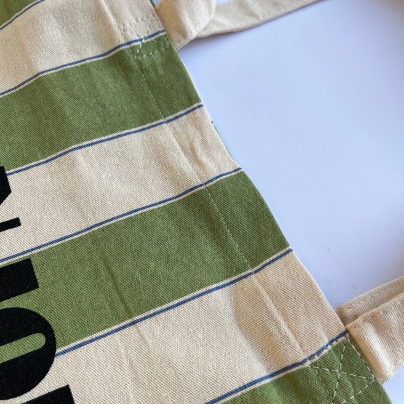 NWOT - Sézane Bonjour Texas Canvas Tote Bag Green Stripes - Picture 7 of 13